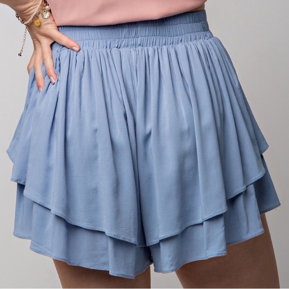 51 EASEL DOUBLE LAYERED FLOWY SHORTS - Picture 2 of 3